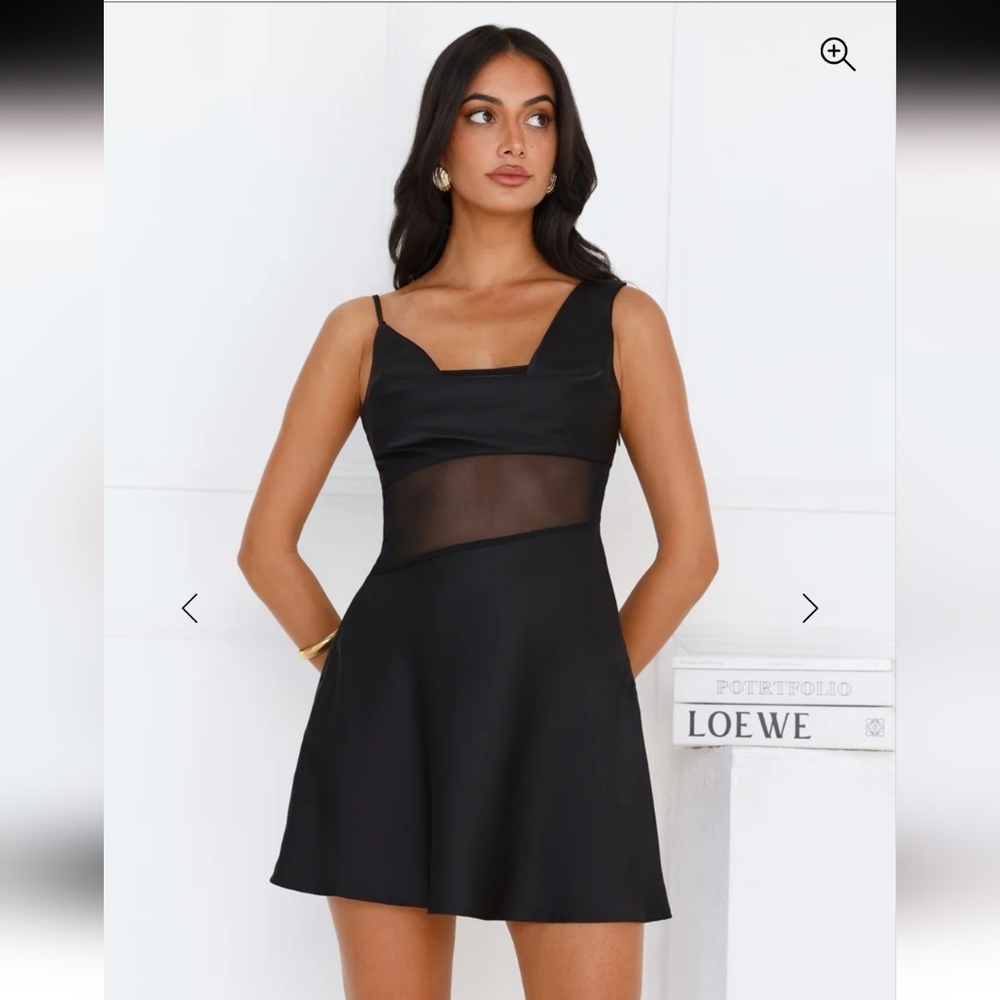 Hello Molly Details To Love Satin And Mesh Black Mini Dress 10